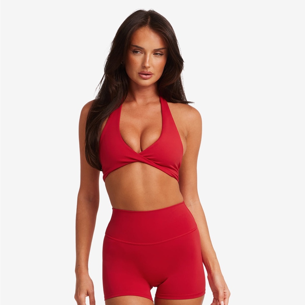 Red Twist-Front Sports Bra - Women